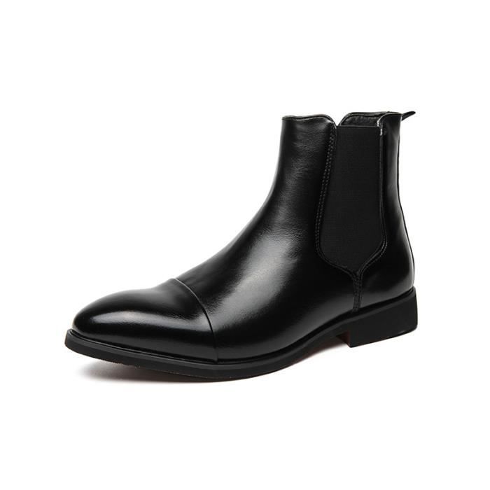 Bottines Homme En Cuir Léger - Bottes Courtes Cuir Synthétique Western Business Randonnée Grandes Tailles