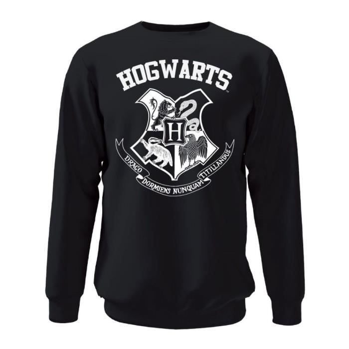 Haut Unisexe à Manches Longues en Coton à col Rond Harry Potter Poudlard 4 Maisons Crest Print T-Shirt pour garçons et Filles 