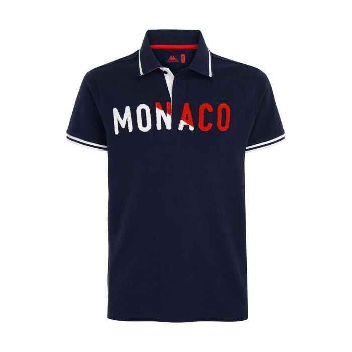 Polo Robe di Kappa x AS Monaco Bleu 2XL - Homme - 100% coton - Logo Omini ton sur ton