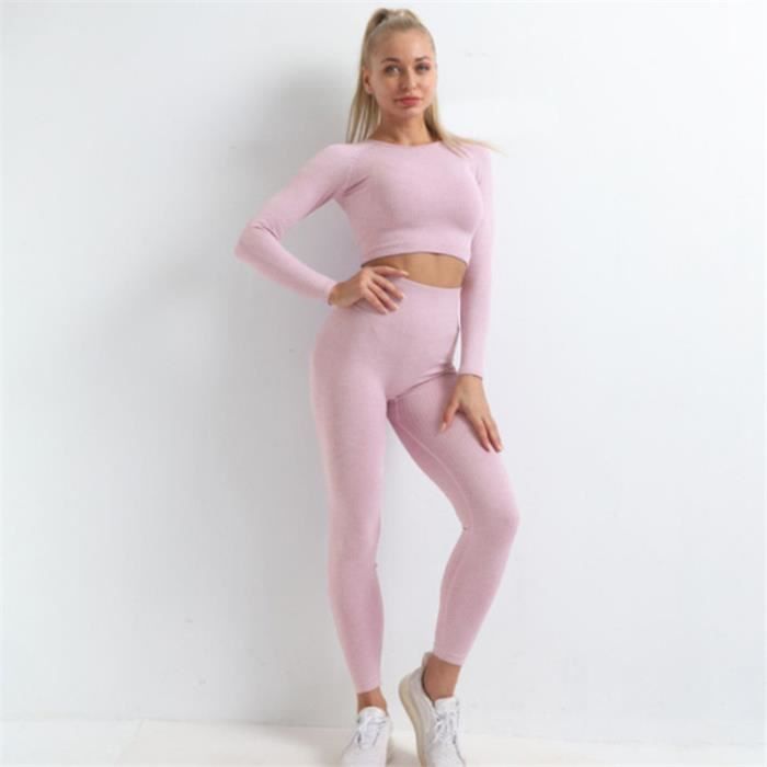 Combinaison de fitness pour sports de yoga tricotée à manches longues -  Rose GO™ - Femme - Séchage rapide Rose - Cdiscount Sport