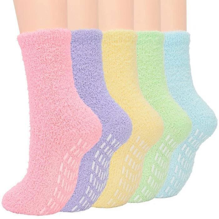 5 Paires de Chaussettes Antidérapantes Femme Chaussettes Thermique Femme Polaire Chaud Hiver Chaud Femme Cadeaux pour Maman