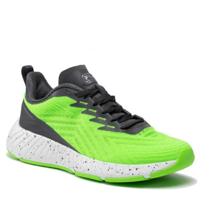 chaussures de running fila novanine - neon green/black - homme - breathability - semelle 3,5cm