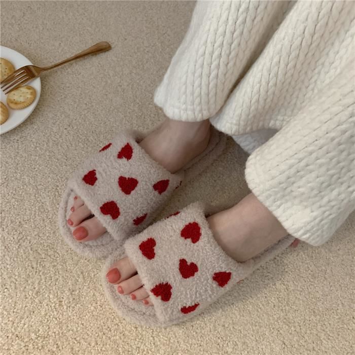 Chaussons,Pantoufles d'hiver en fourrure pour femmes et hommes, chaussures d'intérieur Chaussons,Pantoufles d'hiver en fourrure pour femmes et hommes, chaussures d'intérieur