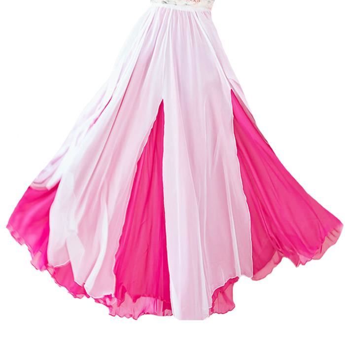 Jupes Femme,Jupe Mi-Longue pour Femme Rouge Taille Haute