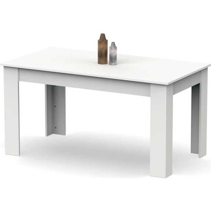Table à manger - table repas coloris blanc - Hauteur 77 x Longueur 140 x Profondeur 80 cm