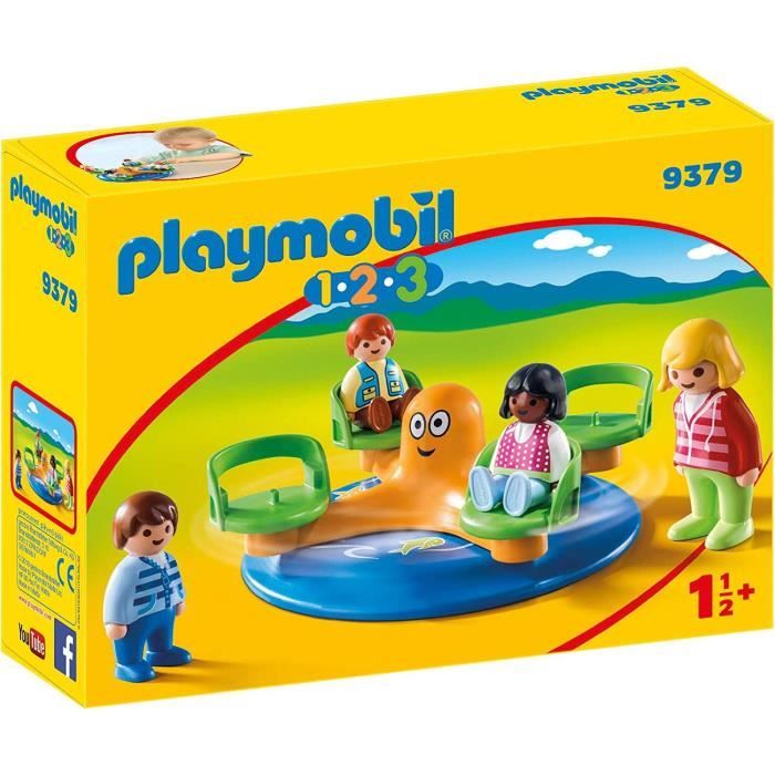 PLAYMOBIL 9379 PLAYMOBIL 1.2.3 Enfants et manege Carrousel tournant pour bebe Cdiscount Jeux Jouets
