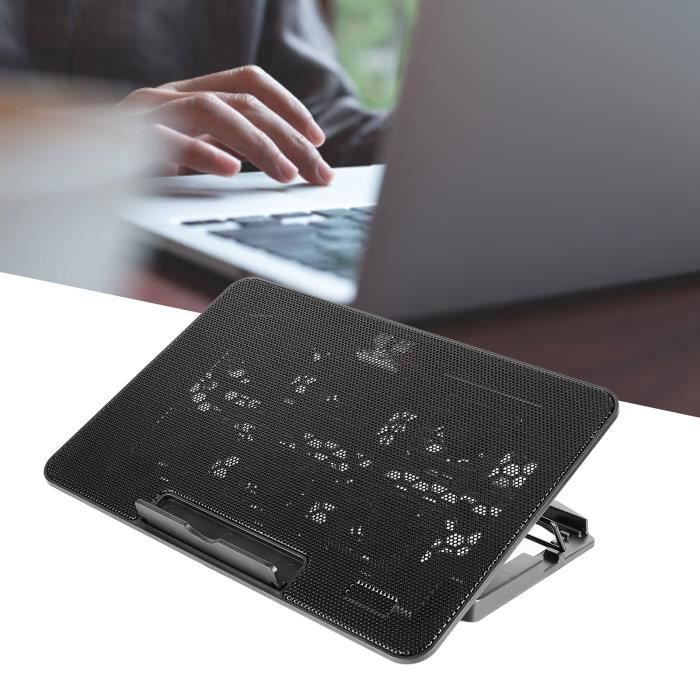 Coussin Refroidisseur PC Portable Gamer - 6 Ventilateurs LED Bleue - Support Ventilé Métal Pour éviter La Surchauffe - 10