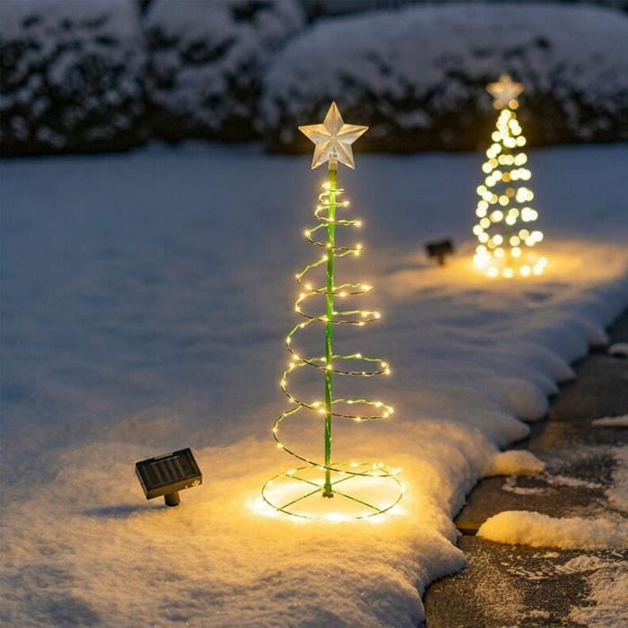 lumières d'arbre de noël en spirale solaire, lumières d'arbre de noël, guirlandes lumineuses de décoration d'arbre de noël