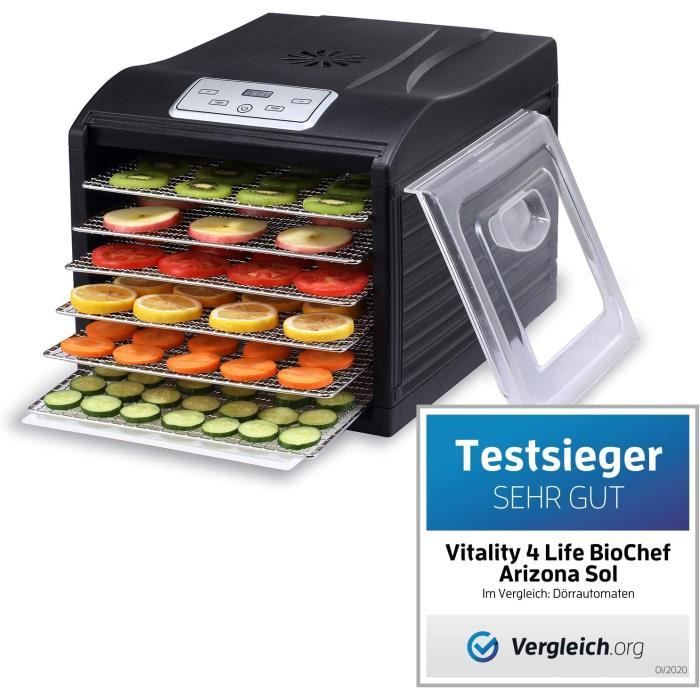 Déshydrateur Alimentaire Biochef Arizona Sol 6 Plateaux - Noir[K19 ...