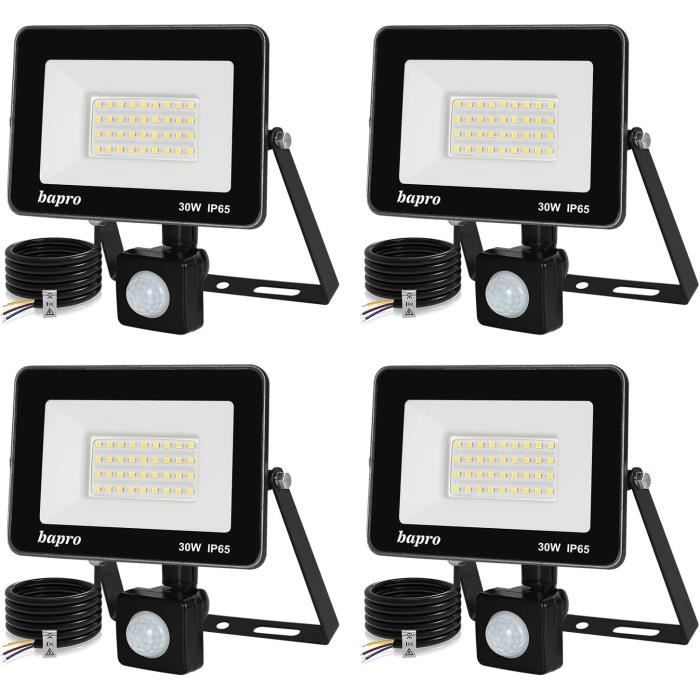 Projecteur LED Extérieur 30W Etrogo Avec Détecteur Mouvement - 3000LM, IP66, Télécommande
