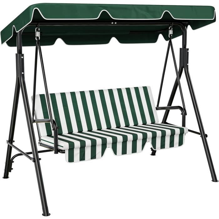 Balançoire Extérieure Verte – Siège Réglable, Sangles Et Mousquetons, Charge 120 Kg, Dès 3 Ans