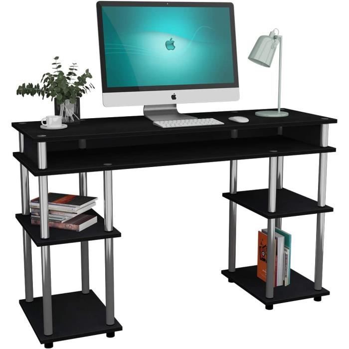 Sogeshome bureau avec 2 étagères 120 x 40 cm bureau d'ordinateur bureau
