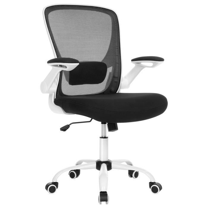 Chaise Bureau Ergonomique en Toile - SONGMICS - OBN37WTV1 - Blanc et noir - A roulettes - Réglable en hauteur Chaise Bureau Ergonomique en Toile - SONGMICS - OBN37WTV1 - Blanc et noir - A roulettes - Réglable en hauteur