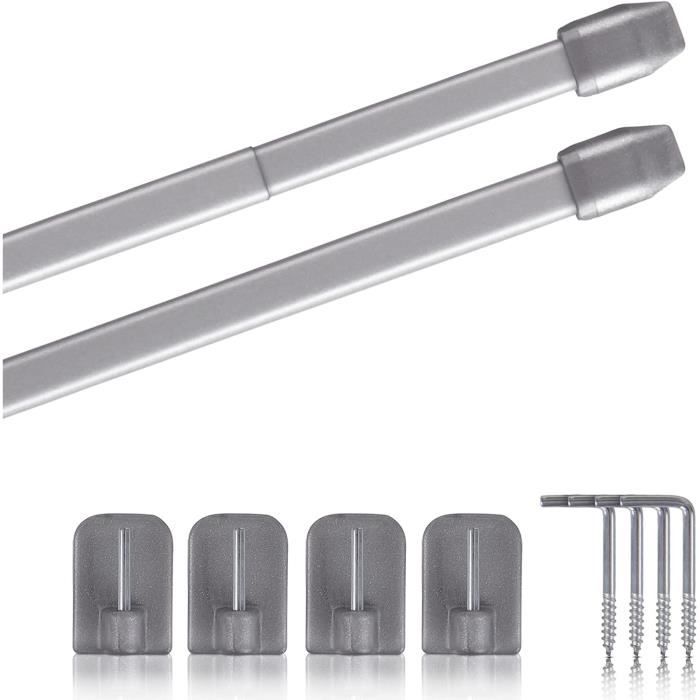 Lot de 2 tringles à rideaux extensibles avec supports de serrage