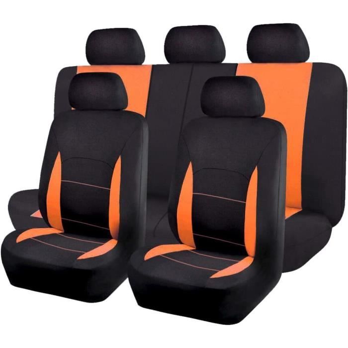 Couvre-sièges de voiture à rayures bleu-orange, couverture