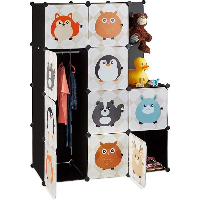 Armoire Penderie pour Enfants, Étagère de Rangement en Plastique,avec