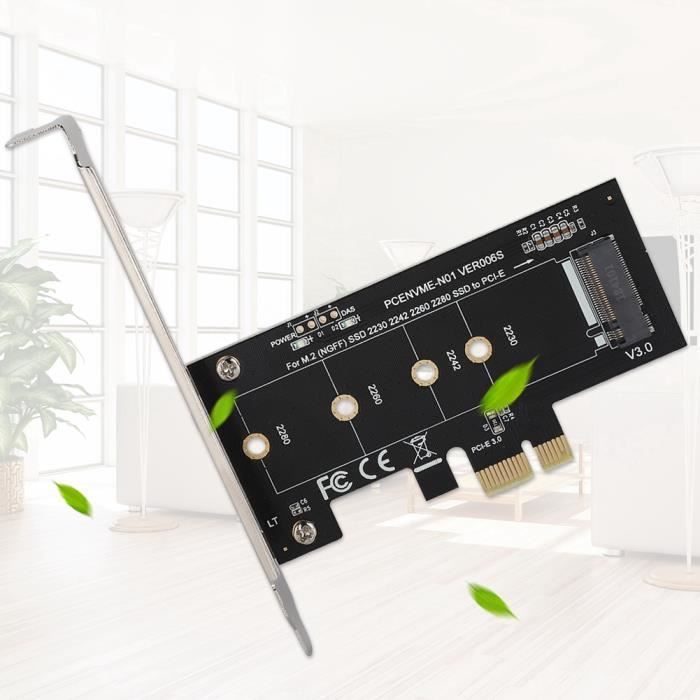 Adaptateur PCI-E Vers M.2 NVMe – Carte D'extension Avec Déflecteur Métallique – Supporte 2230 2242 2260 2280 – Pour PM961, 960 EVO, SM961