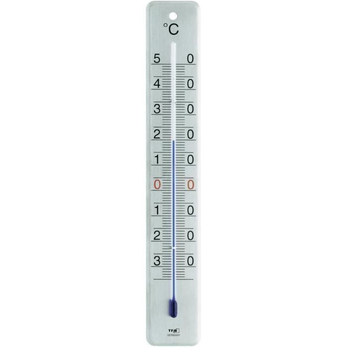 Thermomètre intérieur/extérieur en aluminium, blanc