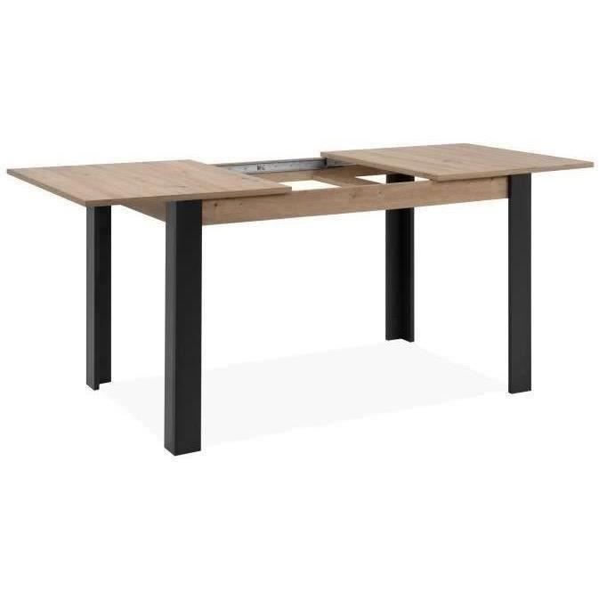Table extensible - TOLOSA 80A - Décor chêne artisan / Noir - Rectangulaire - 6 / 8 personnes - 100-150 x 75 x 80 cm
