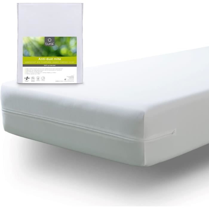 Housse De Matelas Imperméable 90x190 Cm - Anti-acariens - Jusqu'à 30 Cm D'épaisseur - Lavable En Machine - Noir