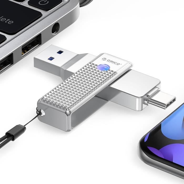 Clé USB Rétractable Keyslide noir/bleu 128 Go 3.0