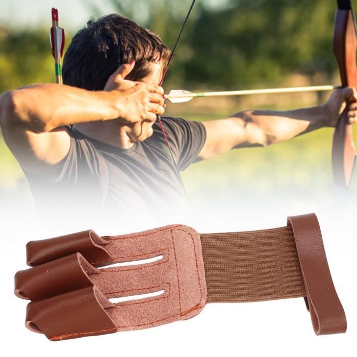 Gant De Protection 3 Doigts Tir à L'Arc - Cuir Vache Réglable Homme Femme