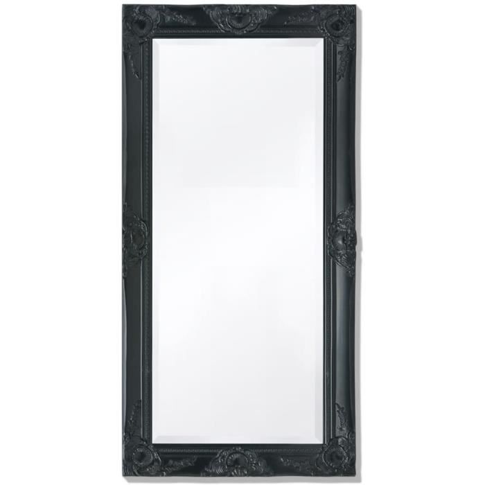 Miroir mural - VIDAXL - 100 x 50 cm - Noir - Cadre baroque - Bois massif