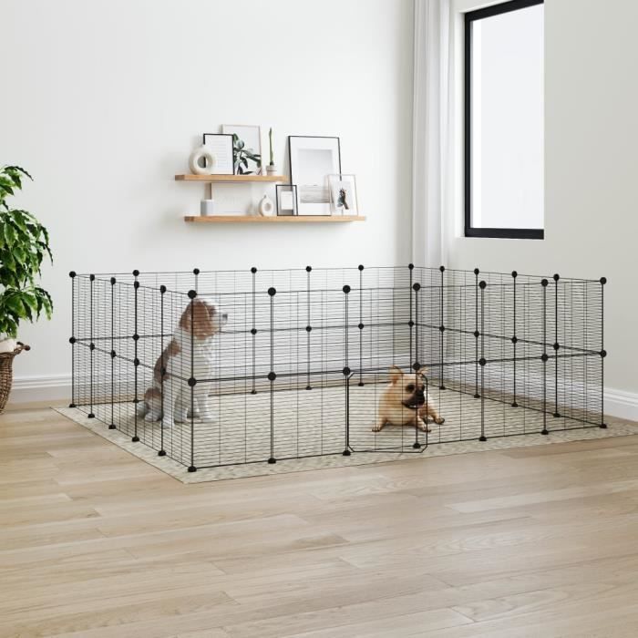 Meilleurs prix pour vidaXL Cage Animaux de Compagnie à 44 Panneaux et Porte Noir 35x35 cm Enclos 3114046