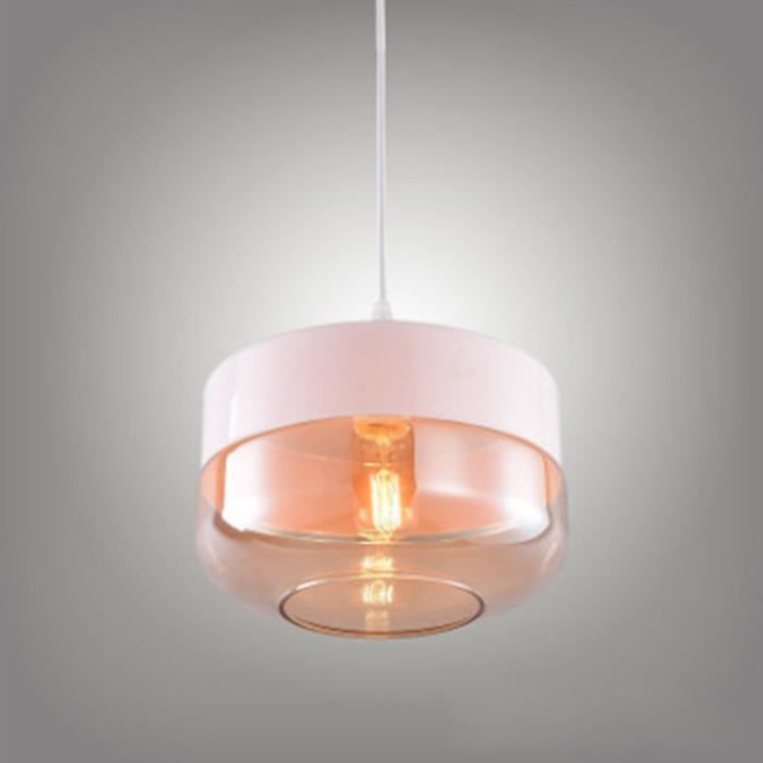 Suspension Luminaire Contemporain - WOTTES - UNI - Blanc - Fer Forgé - Verre - E27