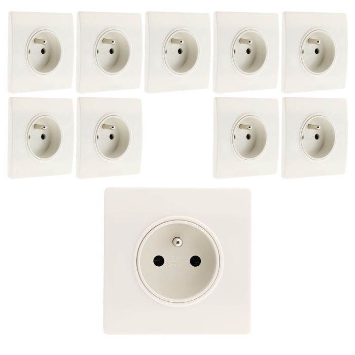 Lot De 4 Prises Électriques, Fiche 2P+T 250 V, Prise Italienne Plate