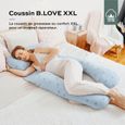 Coussin de grossesse et d'allaitement BABYMOOV en Coton Bio B.LOVE XXL Bleu - Certifié Oeko-Tex-1