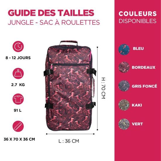 LULU CASTAGNETTE SAC DE VOYAGE EXTENSIBLE 97L 2 roues
