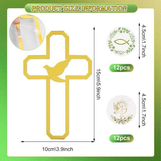 6 Décorations Gâteau Baptême En Bois - Cake Topper Communion - Pour Baptême, Confirmation, Fête
