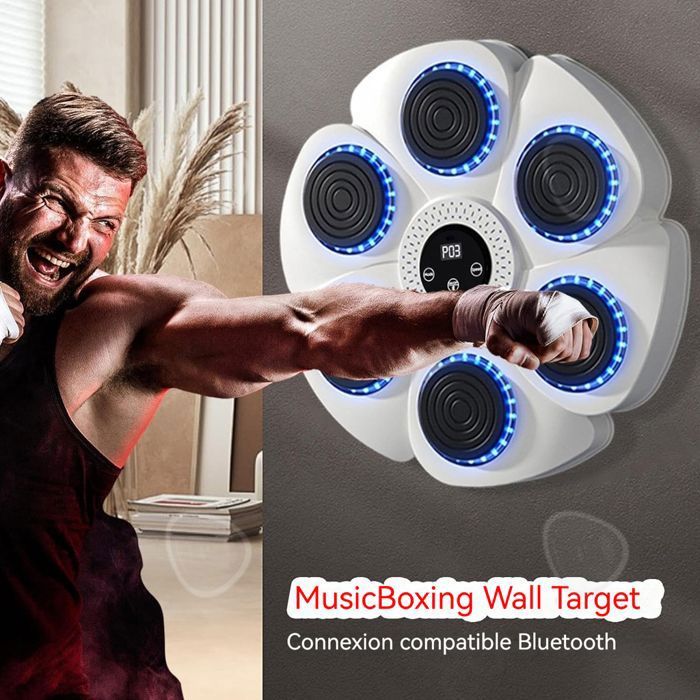 Machine de Boxe Musicale,9 Modes de Vitesse Music Boxing Machine avec Gants de Boxe,Mode Comptage,Machine Boxe Électronique Murale Bluetooth Portable,Equipement Boxe Idéal pour Maison,Bureau,Gym (A
