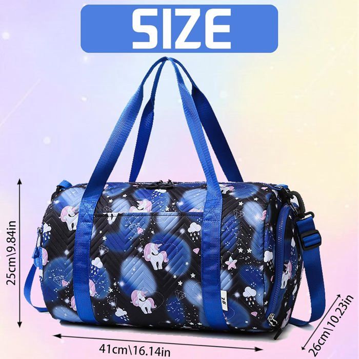 Sac De Sport Fille 25L Imperméable – Licorne, Compartiment Chaussures Et Poche Humide, Pour Voyage Et Gym