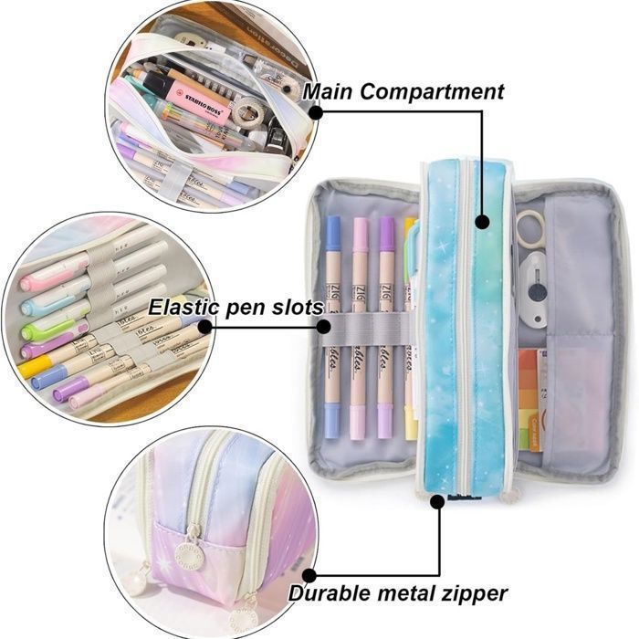 Trousse Scolaire, Grande Capacité, Design Élégant, Trousse À Crayons