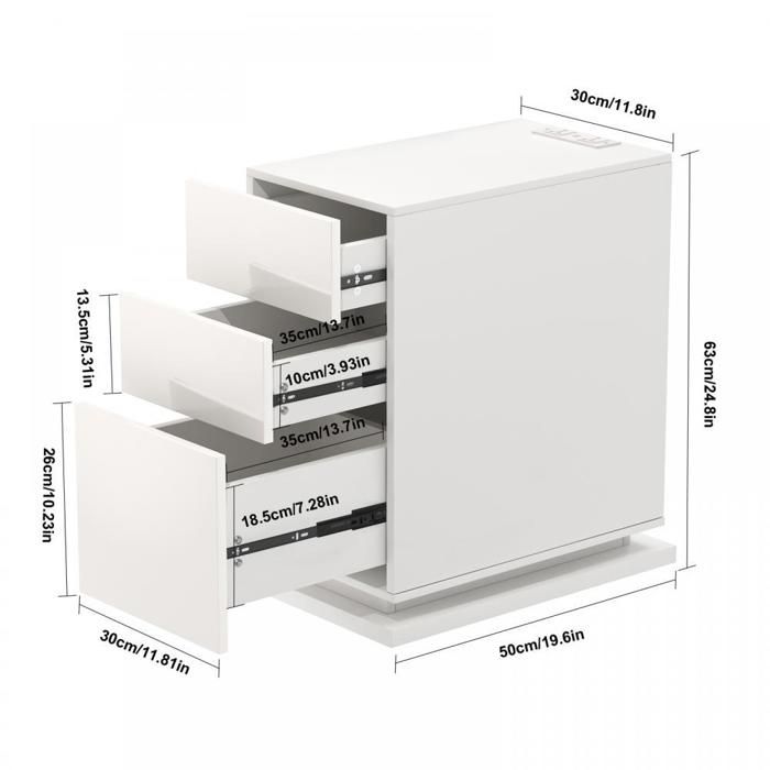DHHOZAMZ Table de Chevet avec Station de Charge,avec LED et USB,avec 2