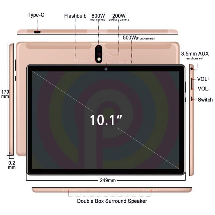 Tablette Tactile 10 pouces-4Go+64Go/128Go-Android1