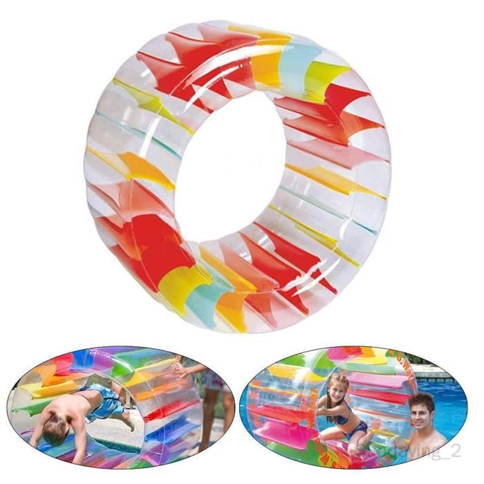 Rouleau à Eau Gonflable – Grande Roue Hamster Transparente – Rayures Colorées – Pour Piscine Ou Plage – Plaisir Pour Enfants Et Adultes
