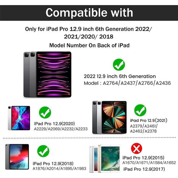 Coque pour iPad Pro 12.9 Pouces (6ème-5ème Génération, Modèle 2022-2021)  avec Porte-Stylet, Support la Charge de 2e Pencil, A41 - Cdiscount  Informatique