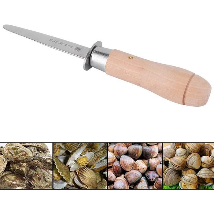 Couteau à écailler les huîtres - Acier inoxydable - Manche en bois