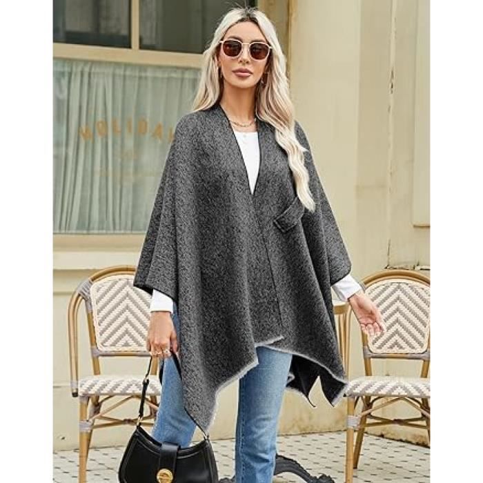 Châle Léger Avec Manches Pour Femme - Poncho Cape En Laine, Doux, Pour Automne Et Hiver