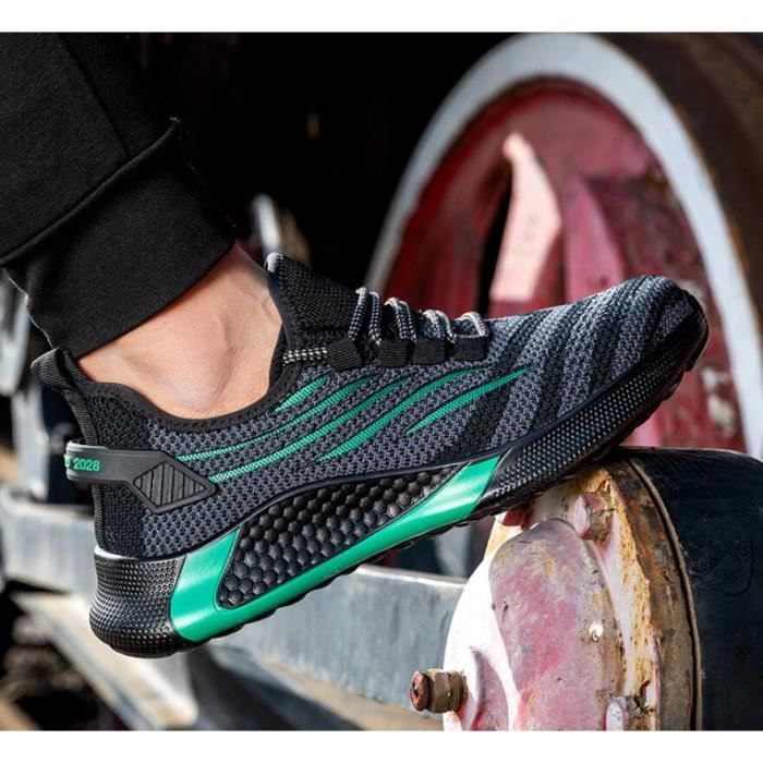 Chaussures de sécurité au travail pour Hommes travail Anti crevaison Vert