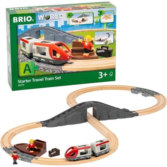 Circuit Train Bois Brio World 33512 - 42 Pièces 2 Niveaux Dès 3 Ans