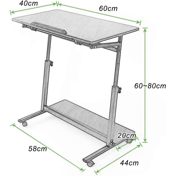Table D'Appoint Réglable En Hauteur SogesHome Avec Roulettes - Parfaite Pour Ordinateur Portable, Café Et Rangement (48x30 Cm)