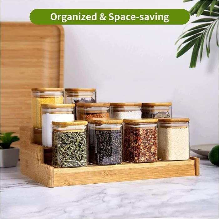 Pots épices Verre Couvercle Bambou 500ml Bocaux En Verre Lot De 8, Bocaux Epices, Bocal Avec Bocaux Rangement Cuisine