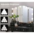 ANWBROAD Coiffeuse avec miroir et 10 ampoules LED - Table avec 5 tiroirs et 2 s&eacute;parateurs rembourr&eacute;s - Tabouret mobile-2
