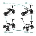 4 en 1 Tricycle Vélo Enfant, Vélo D'équilibre, Vélo Draisienne, avec Barre de poussée, pour garçons Filles de 1 à 3 Ans, Gris-2