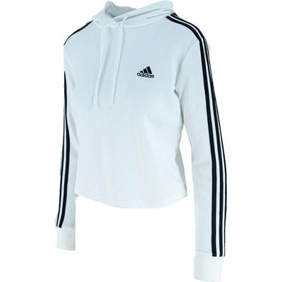 Sweat à Capuche Femme Adidas Essentials 3-Stripes Cropped Blanc - Main Image