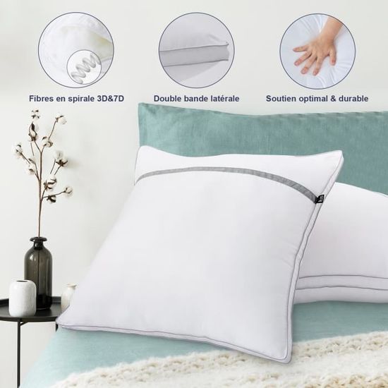 Lot De 2 Oreillers 40x80cm Microfibre - Respirants, Lavables, Soutien Optimal - Öko-Tex